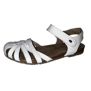 Earth Origins Shoes Women's Size 9.5M Cream Adj Strap Closed Toe Leather Sandals